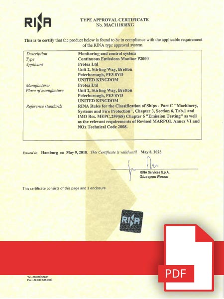 RINA Marine Certificate